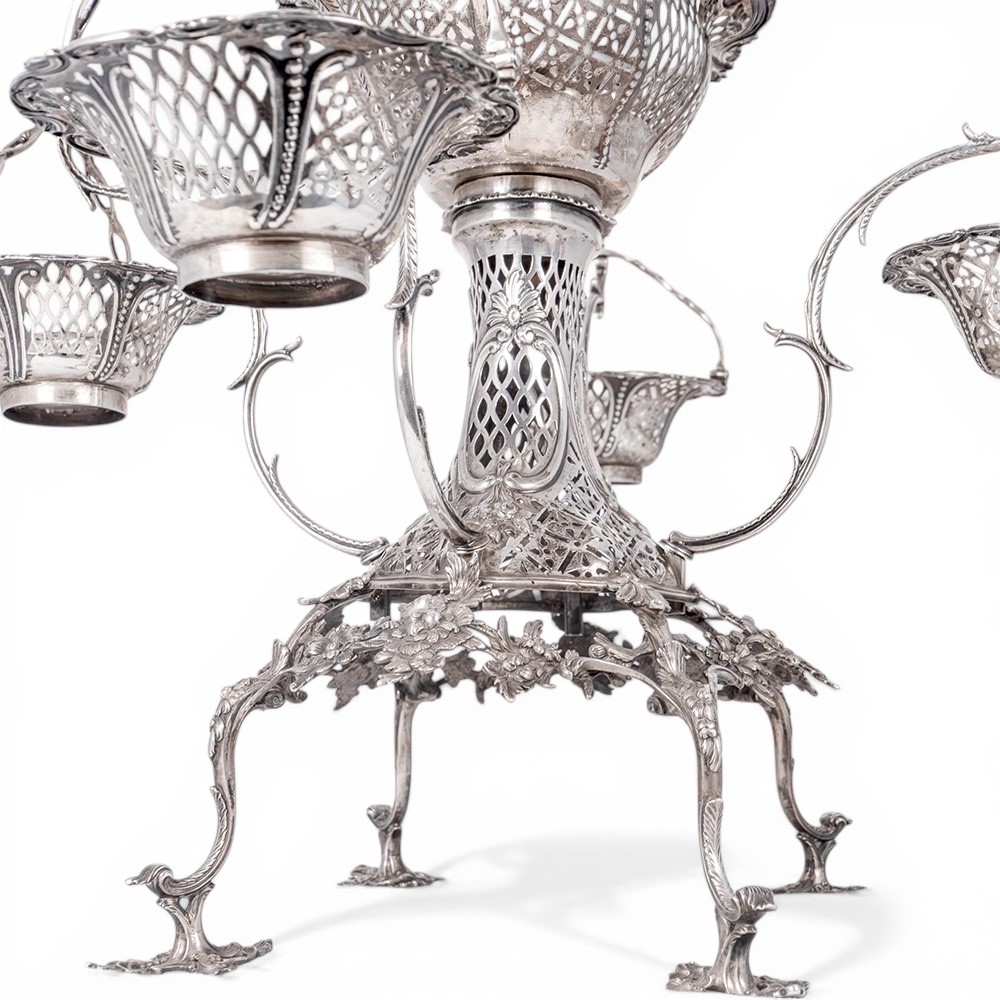 Epergne georgiana inglese in argento