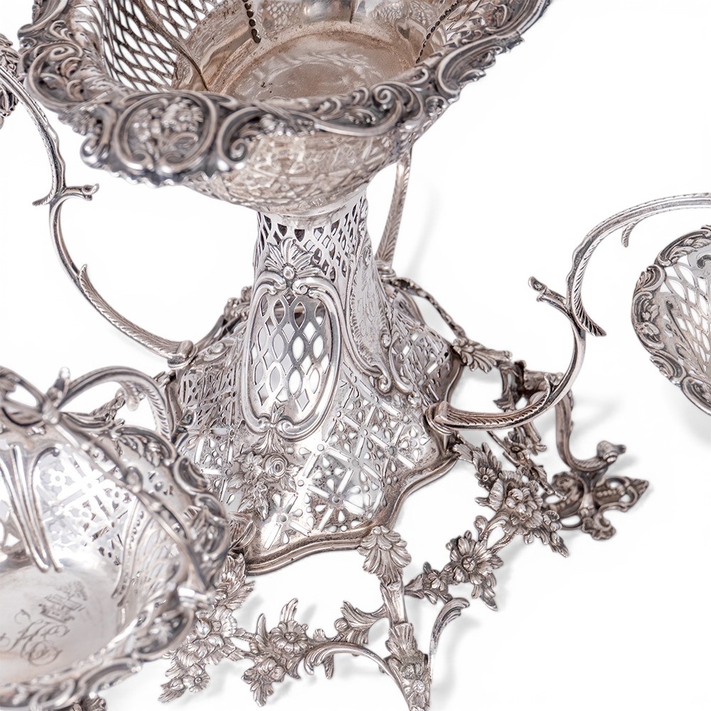 Epergne georgiana inglese in argento