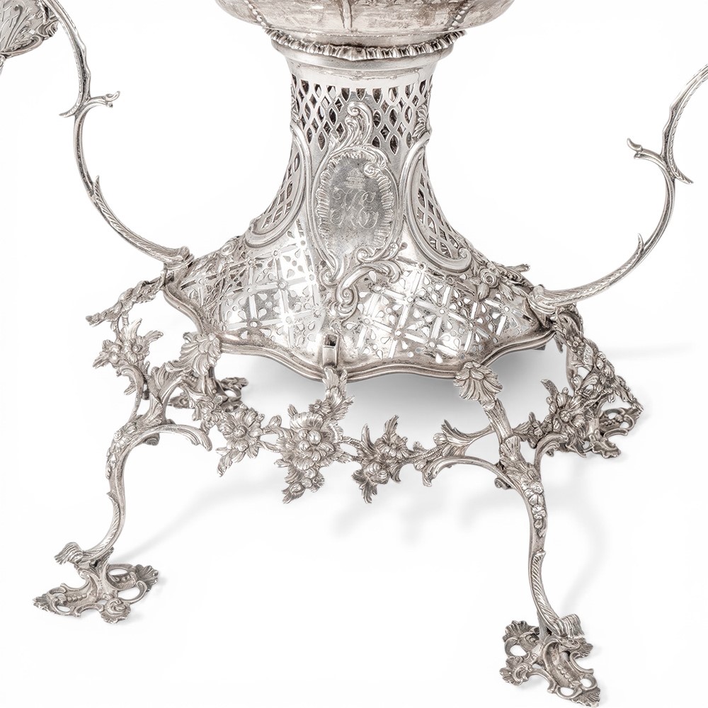 Epergne georgiana inglese in argento