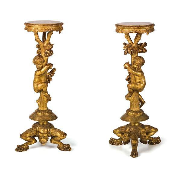 Pair of Louis XIV-style Roman guéridons