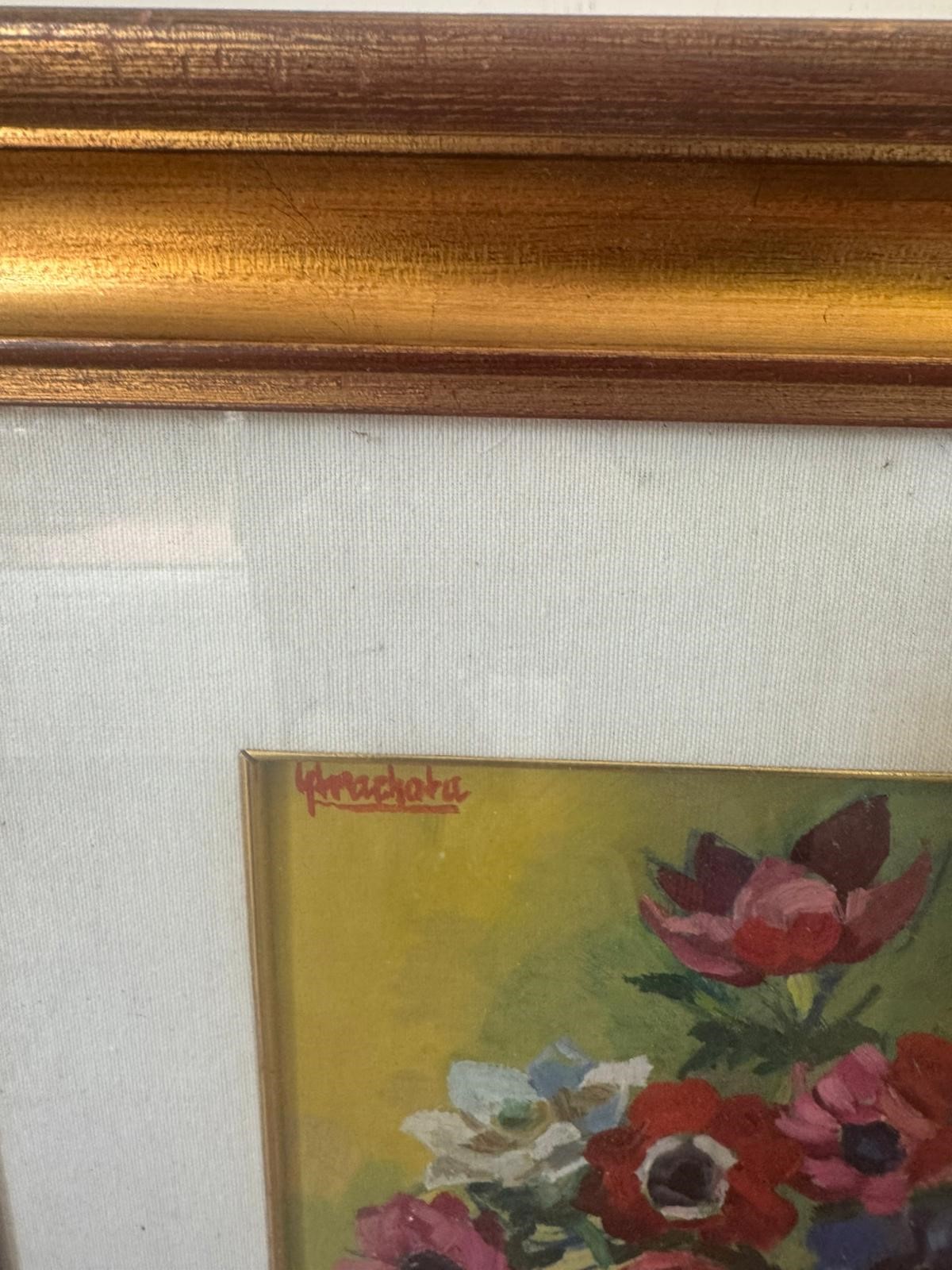 Lotto di due dipinti vaso con fiori