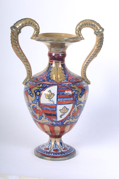 Vaso Ad Anfora in Ceramica a Lustro