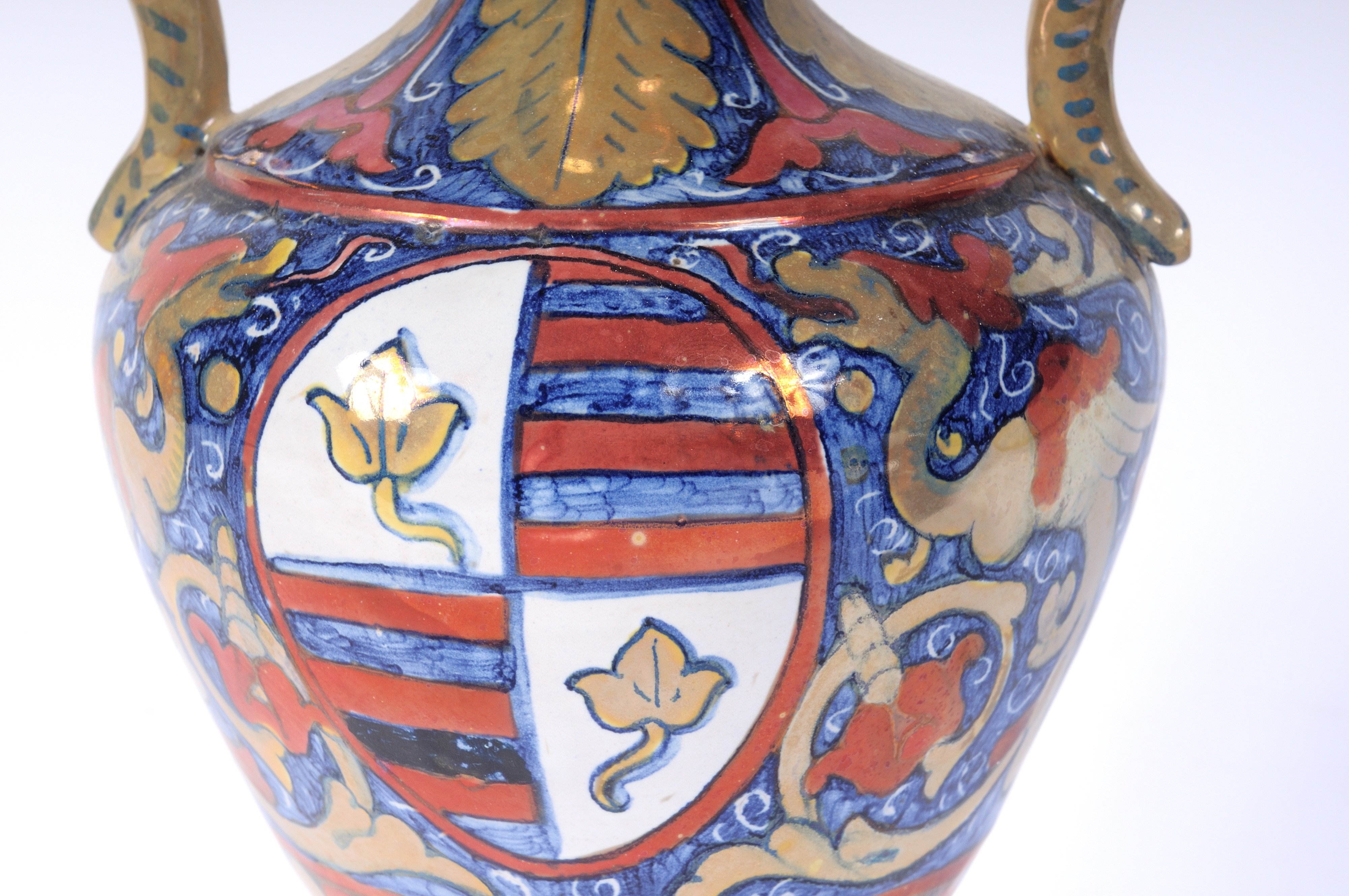 Vaso Ad Anfora in Ceramica a Lustro