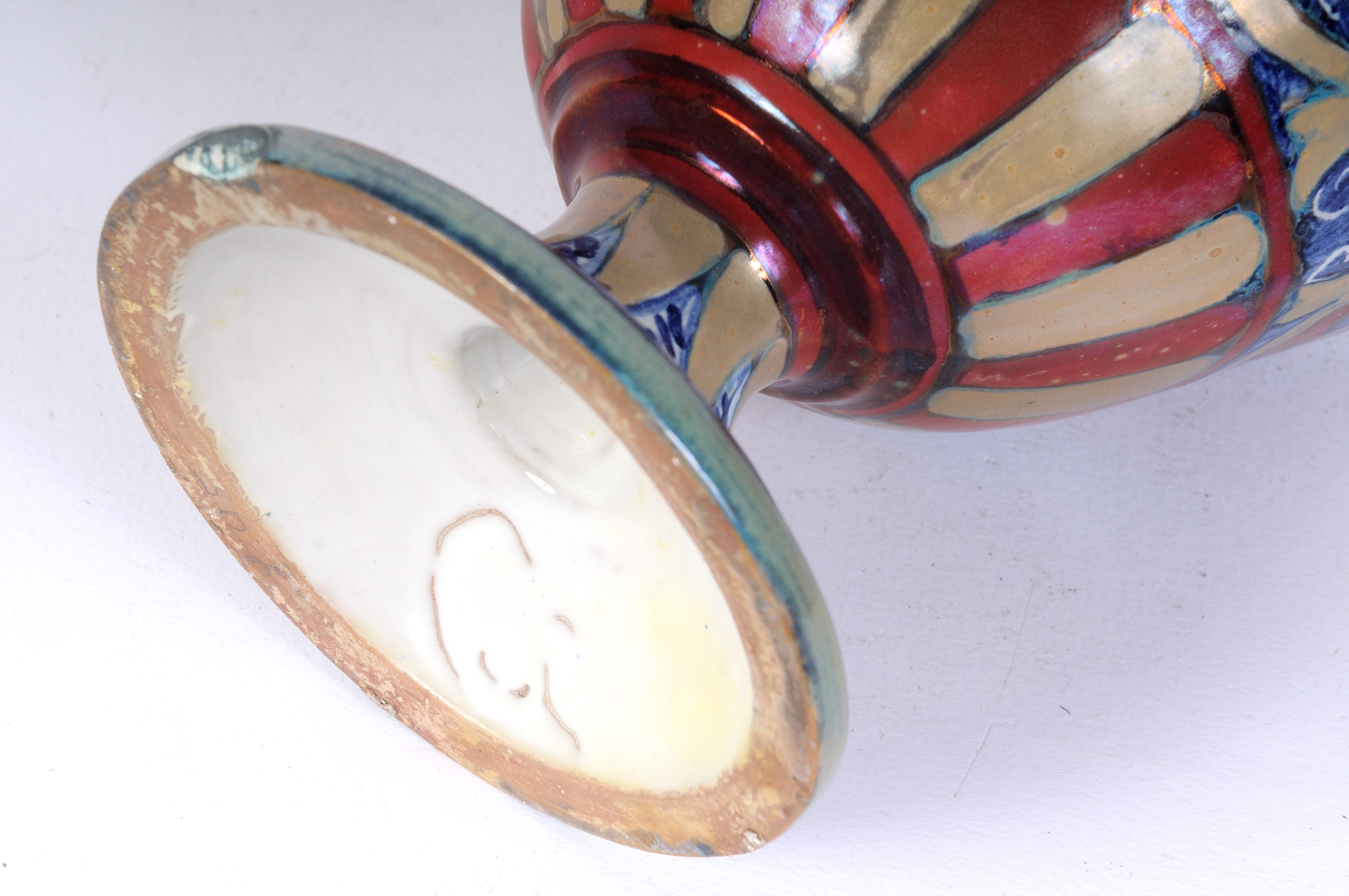 Vaso Ad Anfora in Ceramica a Lustro