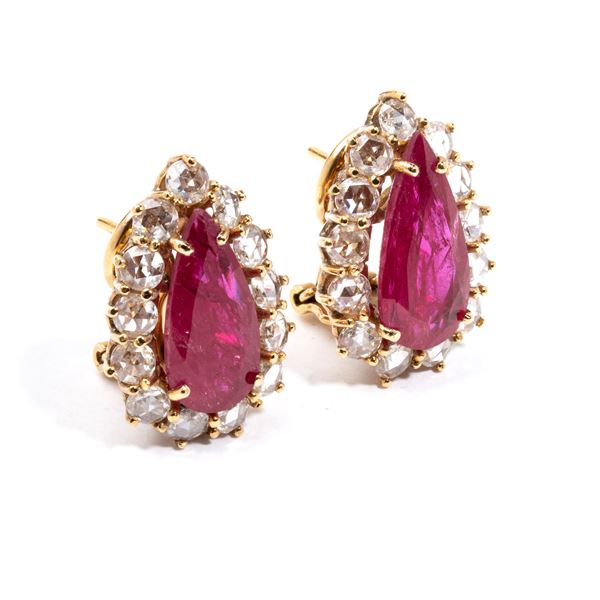 Rubies diamonds earrings