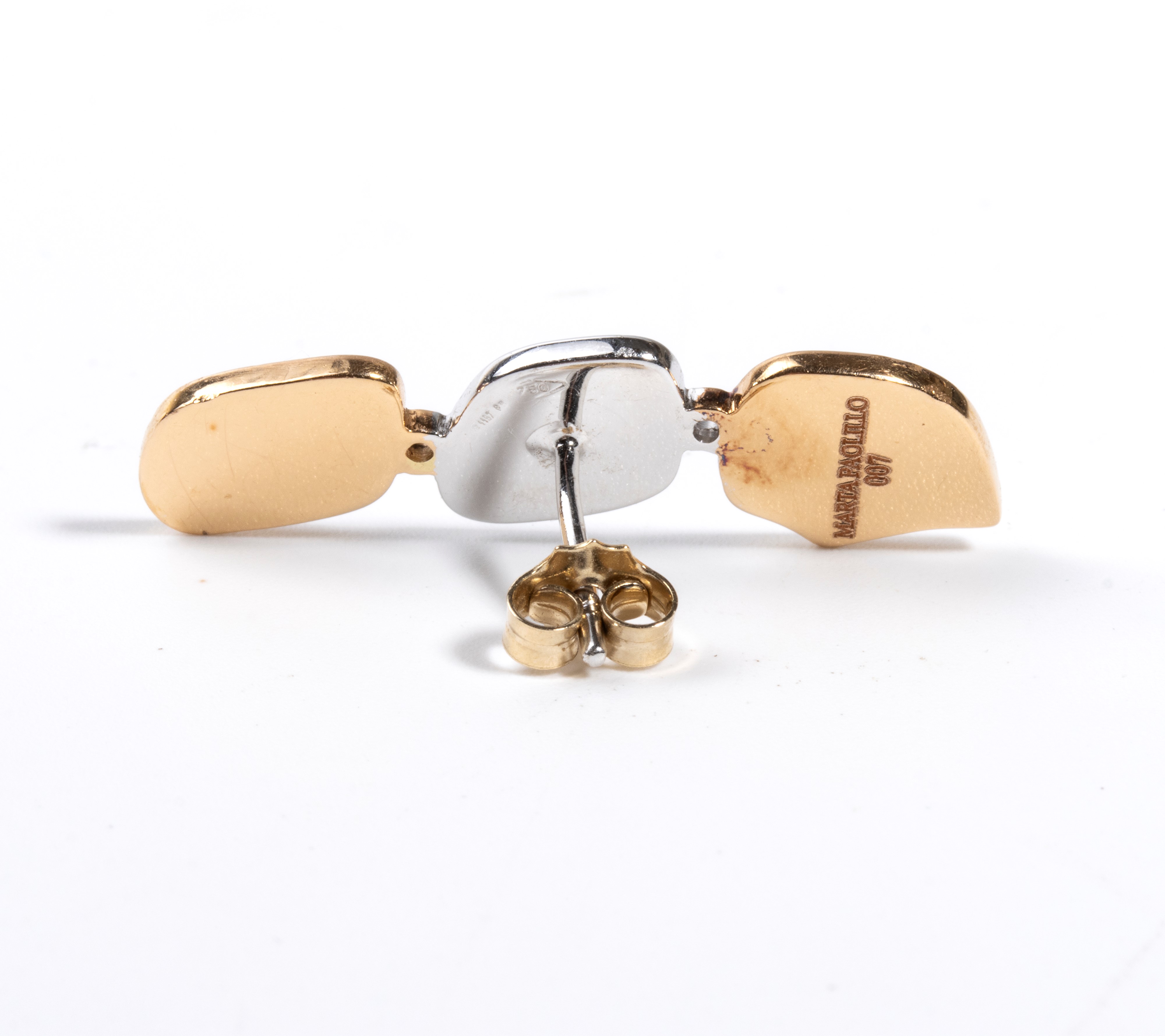 Oro rosa e oro bianco 18k, Mono orecchino con pavé di diamanti neri