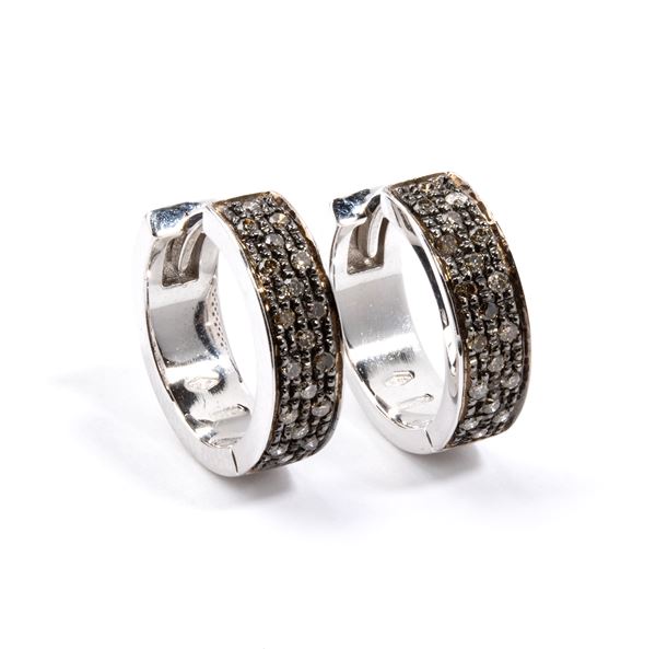Fancy color brown diamond hoop earrings