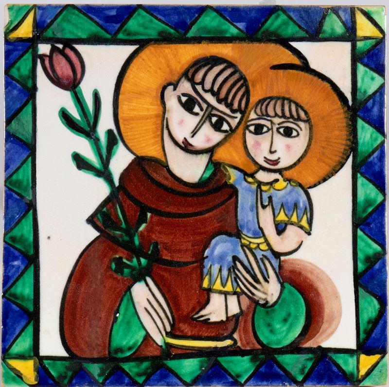 Piccola mattonella con San Francesco
