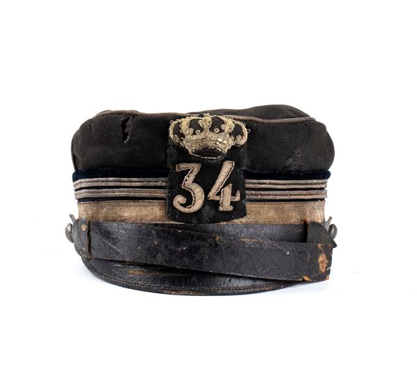 Italia, Regno, periodo Umbertino, berretto m. 1871 da tenente colonnello di fanteria, Brigata Livorno