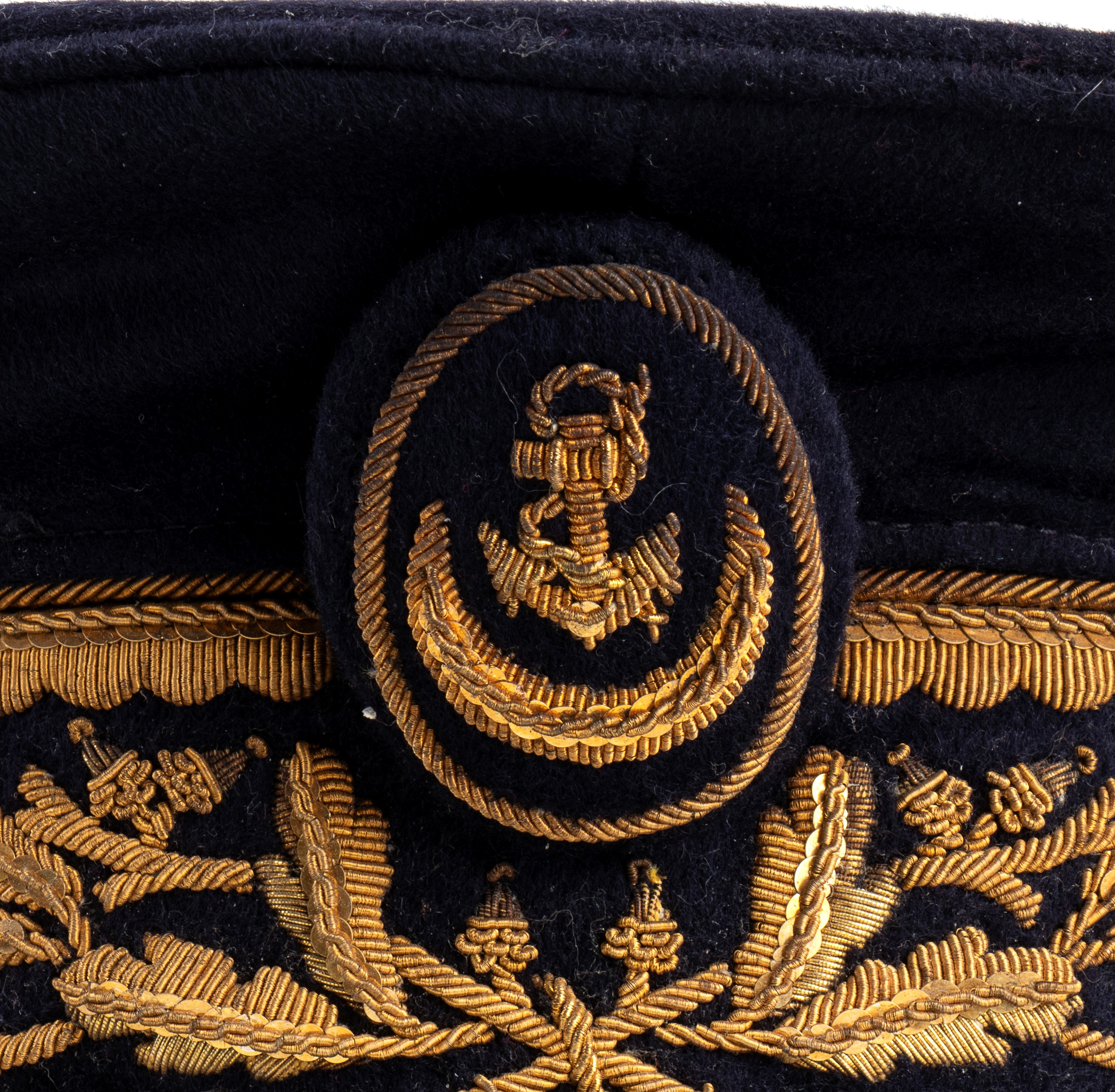 Francia, Terza Repubblica, berretto da funzionario coloniale, panno blu scuro con fregio ricamato