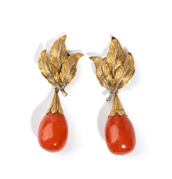 CERASUOLO  CORAL DROP PAIR OF EARRINGS