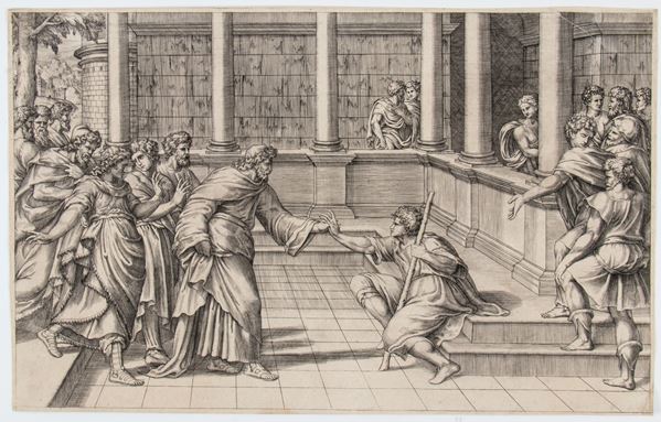 Marcantonio Raimondi - La guarigione del Cieco