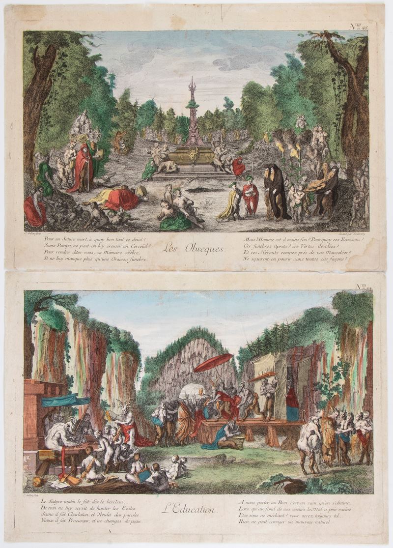 Claude Gillot, Balthazar Sigismond Sedlezky - Les Obseques | L'Education, acquaforte e bulino