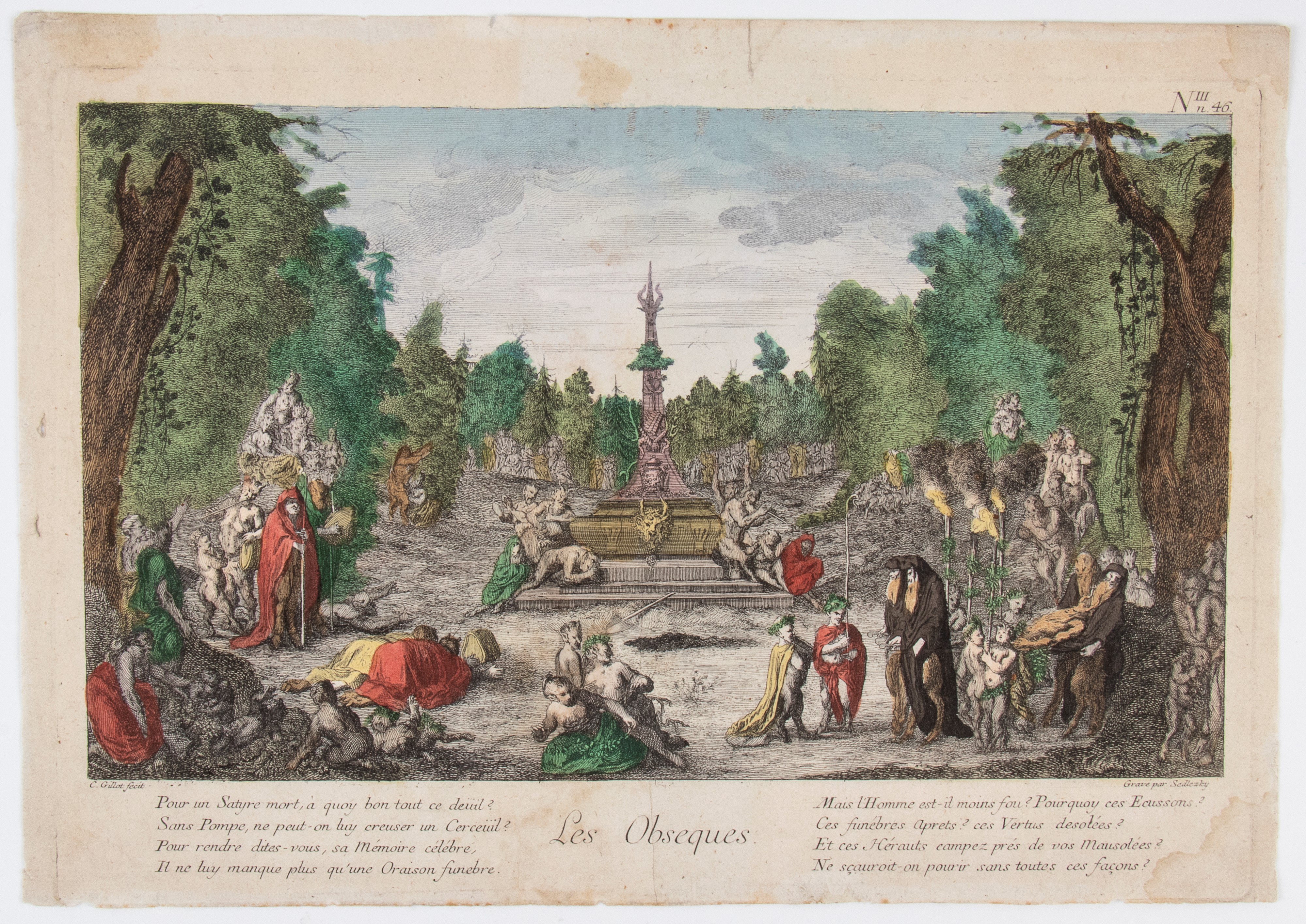 Claude Gillot, Balthazar Sigismond Sedlezky - Les Obseques | L'Education, acquaforte e bulino