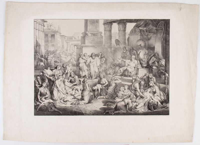Domenico Gandini - Morte dei primogeniti degli egiziani, litografia