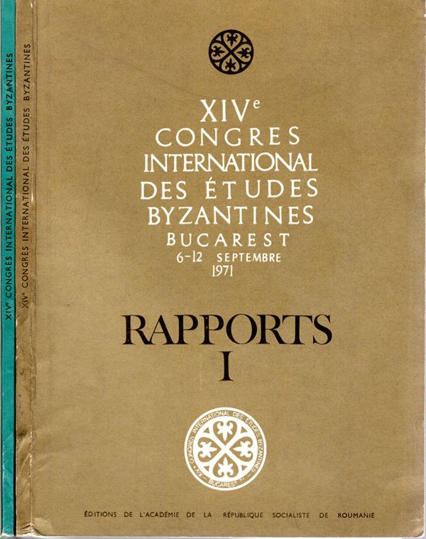 AA.-VV. - XIV Congres International des etude Byzantines. Bucarest 6\12 - September, 1971. 3, volumi completo. Bucarest, 1971.  pp 133 - 101-82. rilegatura editoriale, buono stato, ottimi contributi.