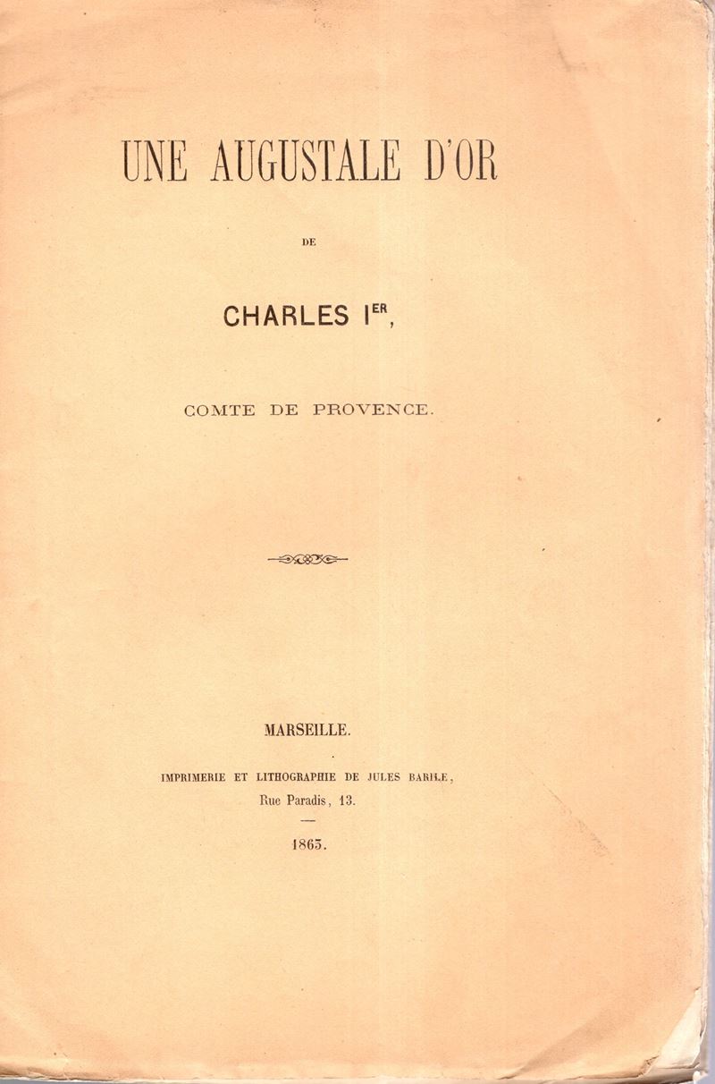 CARPENTIN, Une Augustale d'or de Charles I. Comte de Provence, Marseille, 1863