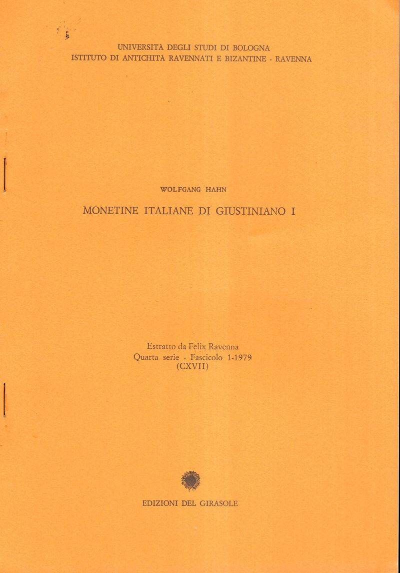 Hahn Wolfgang, Monetine italiane di Giustiniano I - Ravenna, 1979