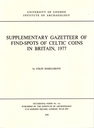 Haselgrove, Supplementary Gazetter of Find-Spots of Celtic Coins in Britain, 1977