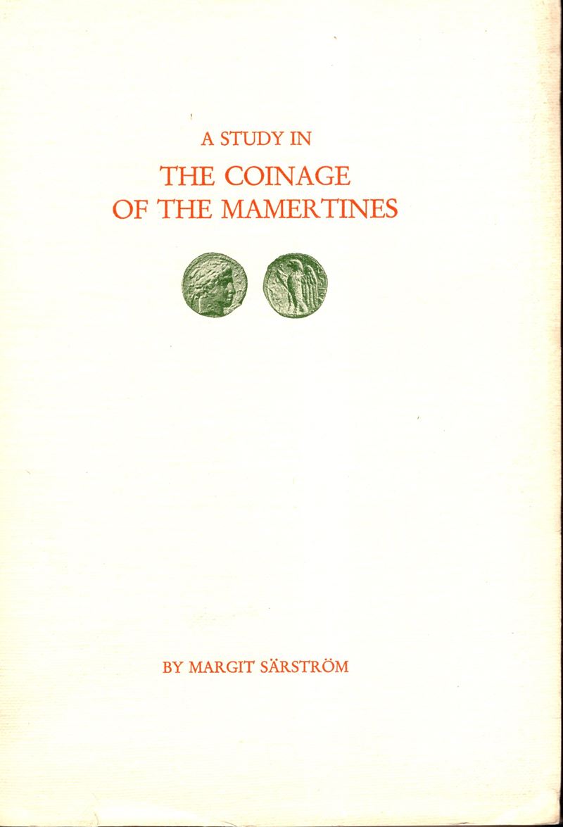 SARSTROM Margit, A Study in the Coinage of the Mamertines