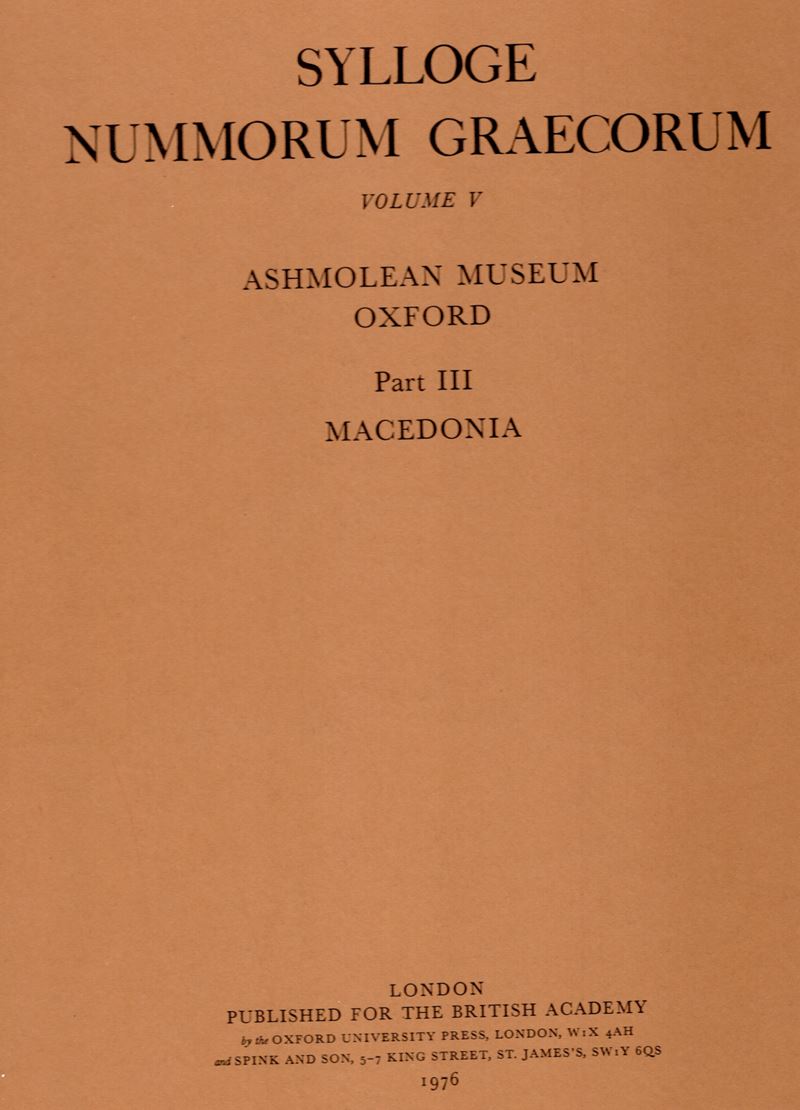 SYLLOGE NUMMORUM GRAECORUM, Volume V - Ashmolean Museum Oxford, 1976