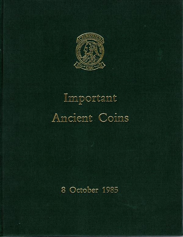 CHRISTIE’S,MANSON & WOODS LTD. -  London, 4\8 - October, 1985.Important ancient coins the property of a Lady. Pp. 113,  nn. 436, ill nel testo b\n + 5 tavv. a colori. Legatura ed. di lusso,  interno ottimo stato, importante vendita.