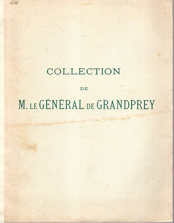 CIANI  L . - Paris, 20\22 - Fevrier, 1935. Collection General DE Grandprey. Monnaies antiques Grecques, Romaines et Byzantines. Monnaies francaises, monnaies feodales et entrangeres, medailles. Pp. 81, lots, 1064, plates, 32. Legatura ed. sciupata, interno ot