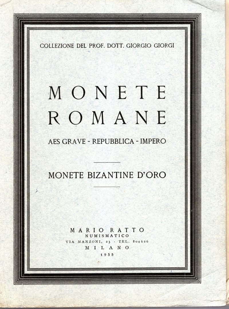RATTO M. – Milano, 26\29 – Gennaio, 1955. Collezione Prof. Dott. GIORGIO GIORGI. Monete romane, A...