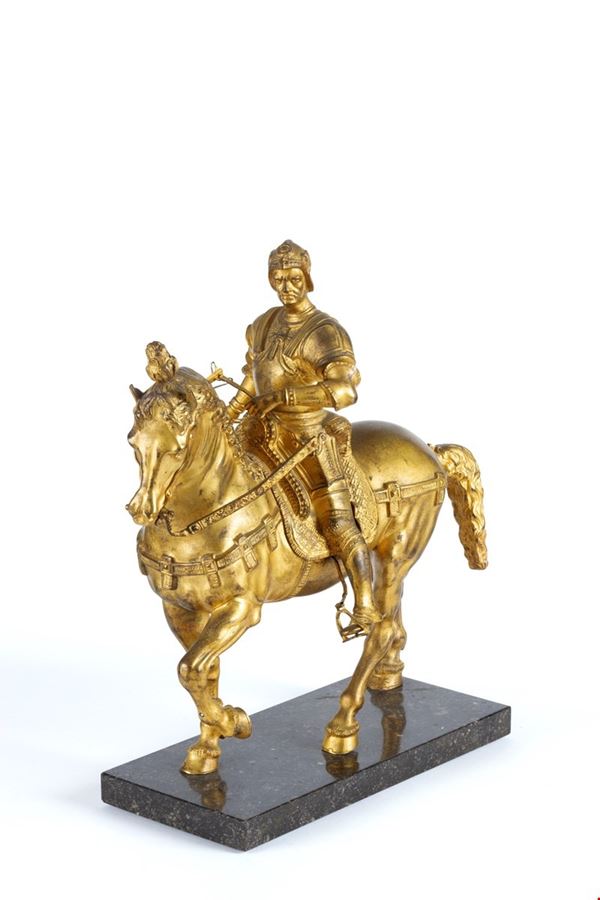 Scultura in bronzo raffigurante Bartolomeo Colleoni
