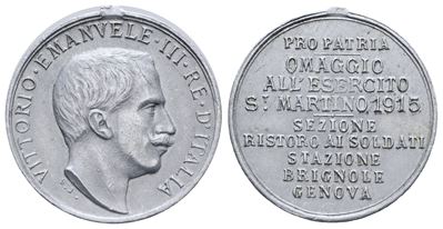 Savoia. Vittorio Emanuale III (1900-1946). Medaglia Portativa, 1915. ai Militari Impiegati nelle ...