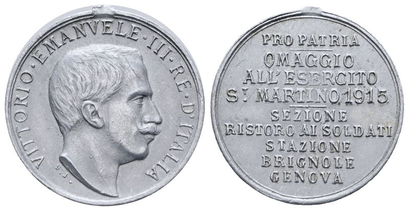 Savoia. Vittorio Emanuale III (1900-1946). Medaglia Portativa, 1915. ai Militari Impiegati nelle ...