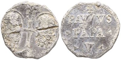 Stato Pontificio. Paolo V (camillo Borghese, 1605-1621). Bolla. Pb (46,45 G; 37 MM). Non Comune. ...