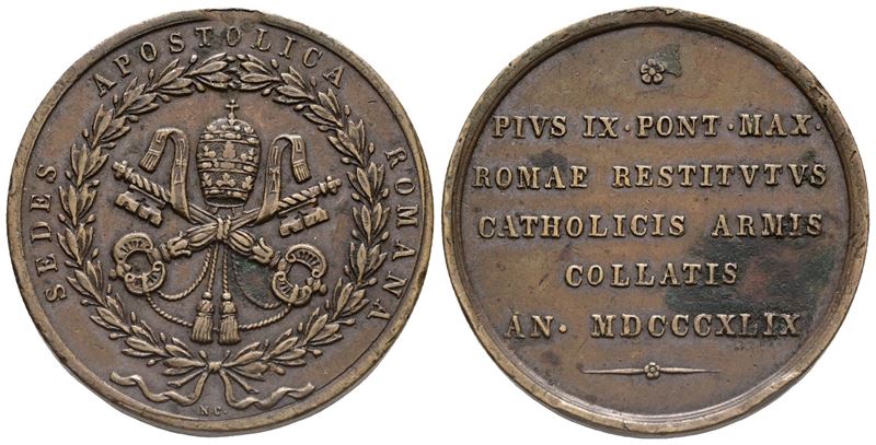 Stato Pontificio. Pio IX (giovanni Maria Mastai Ferretti, 1846-1878). Medaglia Portativa, 1849. p...