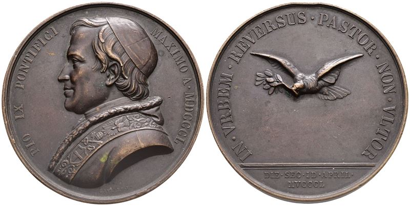 Stato Pontificio. Pio IX (giovanni Maria Mastai Ferretti, 1846-1878). Medaglia Straordinaria, 185...
