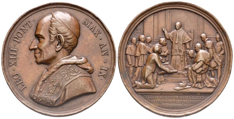 Roma. Leone XIII (gioacchino Pecci, 1878-1903). Medaglia A. IX, 1886. a Ricordo delle Opere di Am...