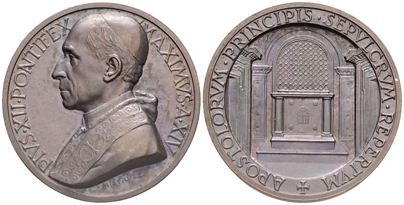 Vaticano. Pio XII (eugenio Pacelli, 1939-1958). Medaglia A. XIV, 1952. per il Ritrovamento della ...