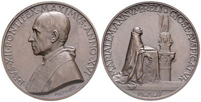 Vaticano. Pio XII (eugenio Pacelli, 1939-1958). Medaglia A. XVI, 1954. per L'apertura Dell'anno M...