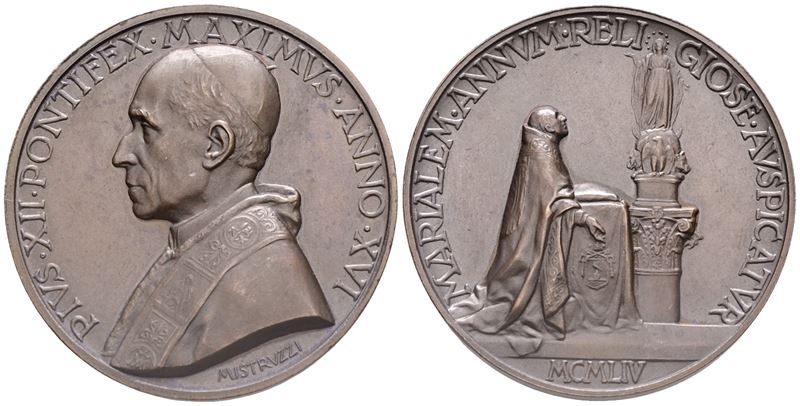 Vaticano. Pio XII (eugenio Pacelli, 1939-1958). Medaglia A. XVI, 1954. per L'apertura Dell'anno M...