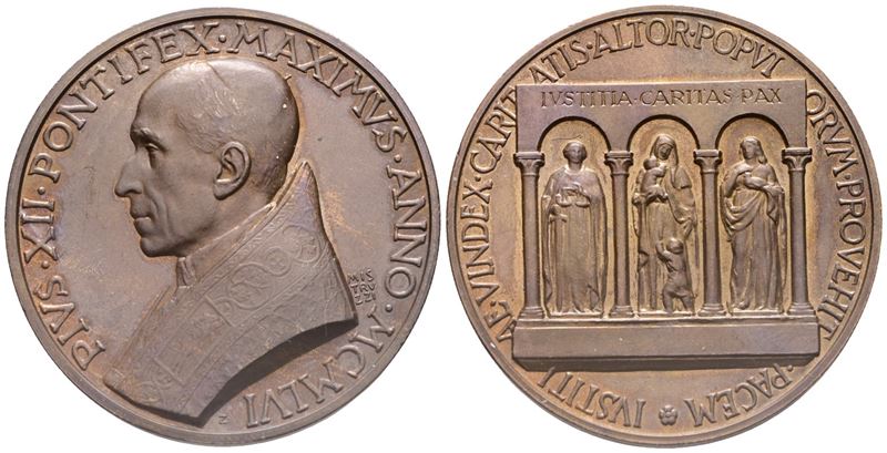 Vaticano. Pio XII (eugenio Pacelli, 1939-1958). Medaglia Straordinaria, 1956. per L'ottantesimo C...