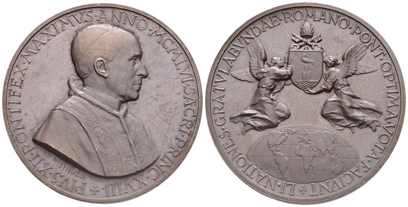 Vaticano. Pio XII (eugenio Pacelli, 1939-1958). Medaglia Straordinaria, 1956. per L'ottantesimo C...