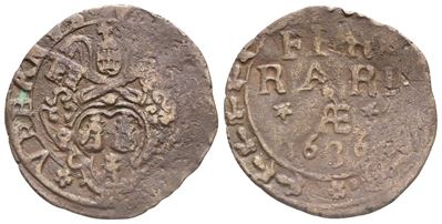 Stato Pontificio. Ferrara. Urbano VIII (1623-1644). Quattrino, 1636. Mi (0,70 G; 18 MM). Muntoni ...