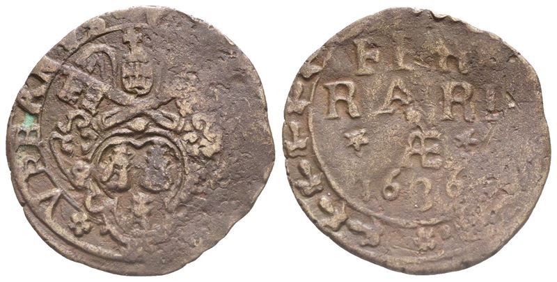 Stato Pontificio. Ferrara. Urbano VIII (1623-1644). Quattrino, 1636. Mi (0,70 G; 18 MM). Muntoni ...