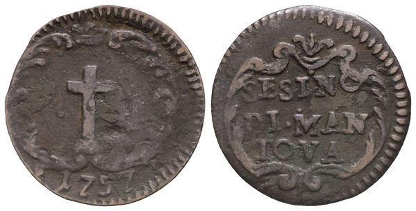 MANTOVA. IMPERO ASBURGICO. Maria Teresa d'Asburgo (1740-1780). Sesino, 1757. Cu (1,18 g; 19 mm). MIR 766/5. BB