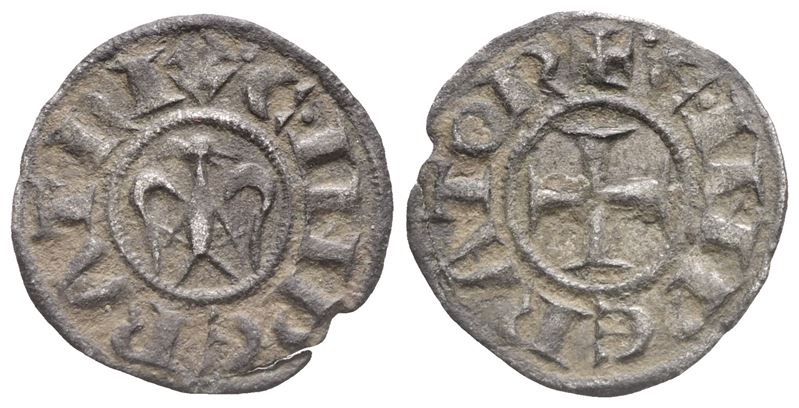 Messina. Regno di Sicilia. Enrico Vi (1194-1197), con Costanza D'altavilla. Denaro, Circa 1195-11...
