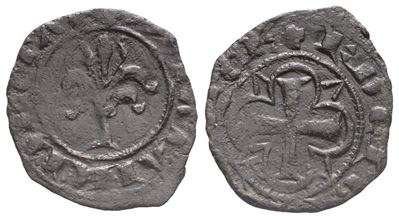 Messina. Regno di Sicilia. Carlo i D'angiò (1266-1282). Denaro con Palmizio, 1277. Ae (0,65 G; 16...