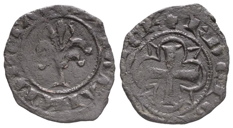 Messina. Regno di Sicilia. Carlo i D'angiò (1266-1282). Denaro con Palmizio, 1277. Ae (0,65 G; 16...