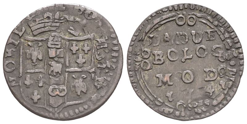 Modena. Francesco III D'este (1737-1780). da 2 Bolognini, 1741. Mi (1,16 G; 18 MM). Mir 850/2. Tr...