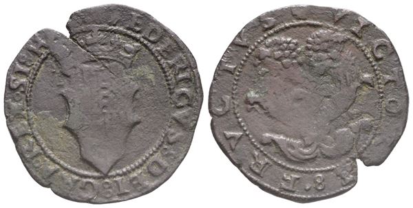 NAPOLI. Federico III d'Aragona (1496-1501). Doppio Sestino. Ae (3,78 g; 25 mm). R/ Due cornucopie colme di frutti. MIR 108. MB+