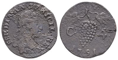 Napoli. Regno di Napoli. Ferdinando IV di Borbone (1759-1799, i Per.). 4 Cavalli, 1791. Cu (2,03 ...