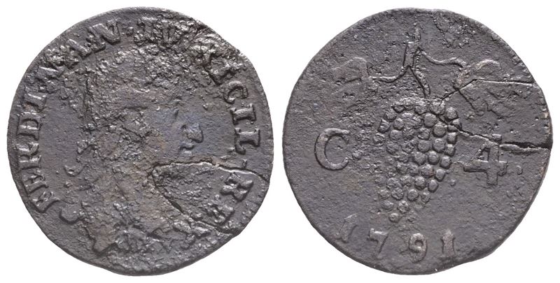 Napoli. Regno di Napoli. Ferdinando IV di Borbone (1759-1799, i Per.). 4 Cavalli, 1791. Cu (2,03 ...